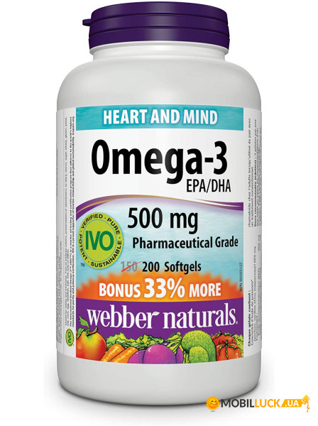   Webber Naturals Omega-3 500mg 200  (4384303449)