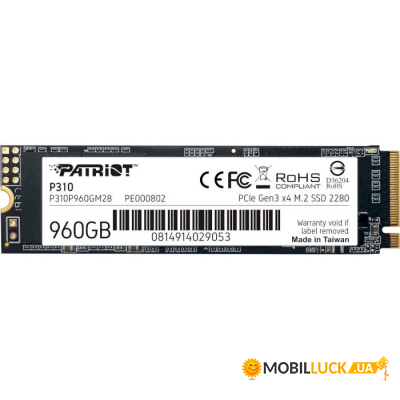  SSD M.2  960GB Patriot PCIe 3.0 P310 (P310P960GM28)