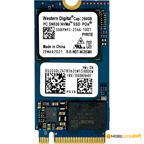  SSD  256GB WD PC SN530 M.2 2242 PCIe 3.0 x4 NVMe TLC (SDBPMPZ-256G)