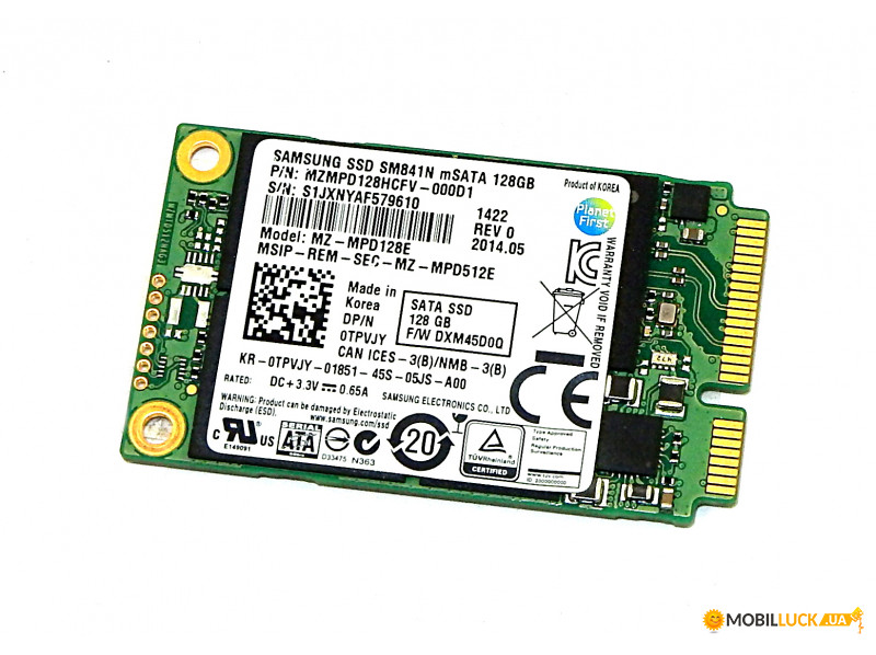  SSD 128GB Samsung SM841N mSATA MLC (MZMPD128HCFV) OEM