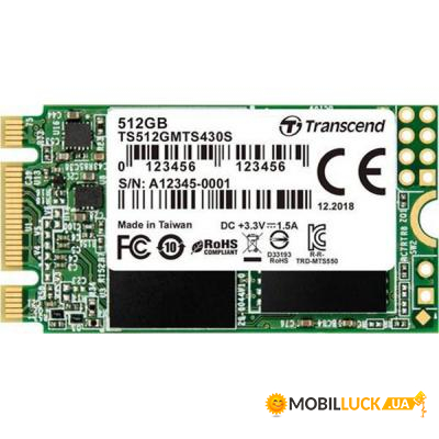  SSD Transcend M.2 2242 512GB (TS512GMTS430S)