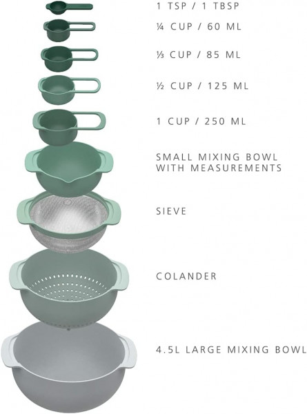   JosephJoseph Nest 9 Plus Sage Green (40112)
