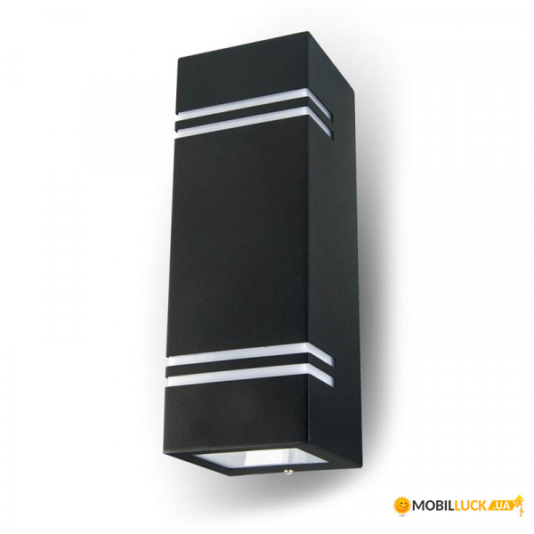   LED V-TAC, SKU-7512, Wall Sleek Wall Fitting GU10 Square Black 2 Way IP44 (3800157617710)