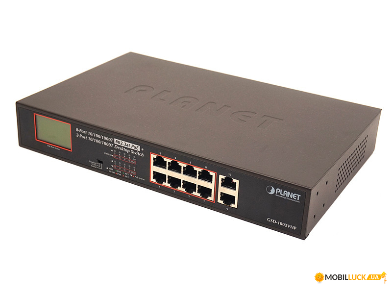    PoE Planet GSD-1002VHP (8Port 10/100/1000Mbps 802.3atPoE+2Port 1