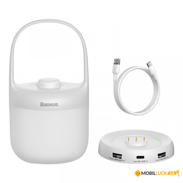   Baseus Moon-white Series Knob Stepless Dimming Portable Lamp white (12608)