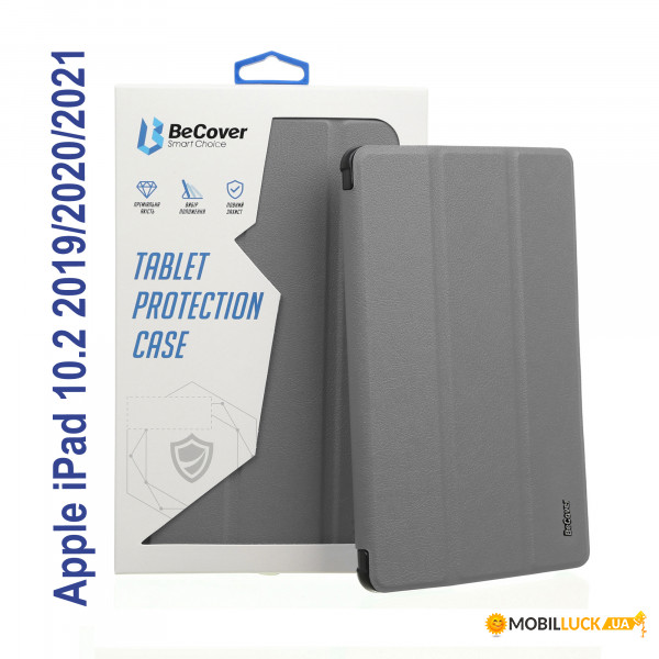 - Tri Fold Soft TPU BeCover   Apple Pencil Apple iPad 10.2 2019/2020/2021 Gray (706744)