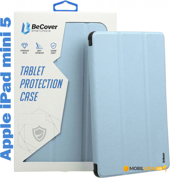 - Tri Fold Soft TPU BeCover   Apple Pencil Apple iPad mini 5 Light Blue (708451)