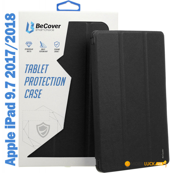 - Tri Fold Soft TPU BeCover   Apple Pencil Apple iPad 9.7 2017/2018 A1822/A1823/A1893/A1954 Black (708453)