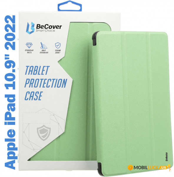 - Tri Fold Soft TPU BeCover   Apple Pencil Apple iPad 10.9 2022 Light Green (708465)