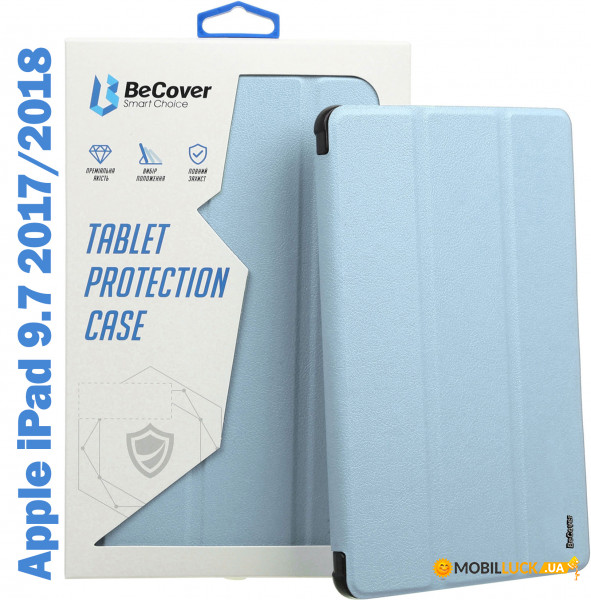 - Tri Fold Soft TPU Silicone BeCover Apple iPad 9.7 2017/2018 A1822/A1823/A1893/A1954 Light Blue (708512)