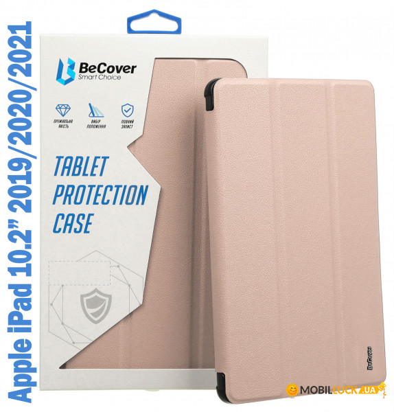 - Tri Fold Soft TPU Silicone BeCover Apple iPad 10.2 2019/2020/2021 Pink (708516)