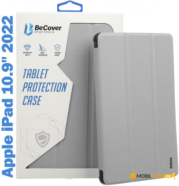 - Tri Fold Soft TPU Silicone BeCover Apple iPad 10.9 2022 Gray (708521)