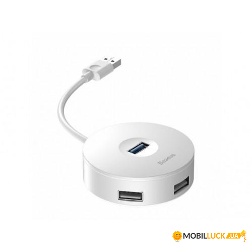  USB  Hub  Baseus Round Box 5-in-1 0.12m (USB 2.0, USB 3.0, MicroUSB) (CAHUB-F02) White (CAHUB-F02)