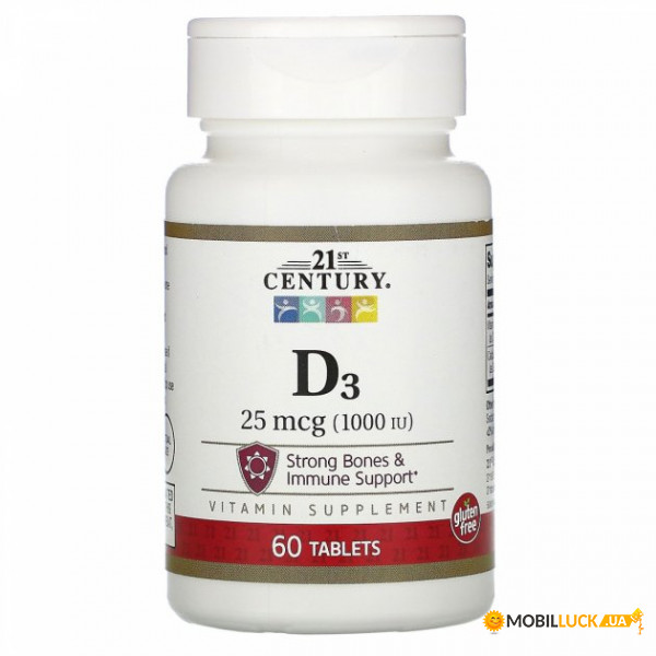  3 21st Century Vitamin D3 25  1000  60 