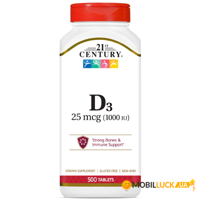 ³   21st Century Vitamin D3 25 mcg 500 