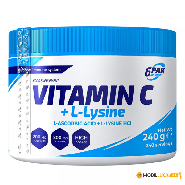    6PAK Nutrition Vitamin C + L-Lysine 200  