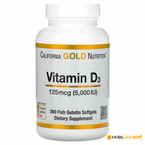  3 California Gold Nutrition Vitamin D3 5000  360  