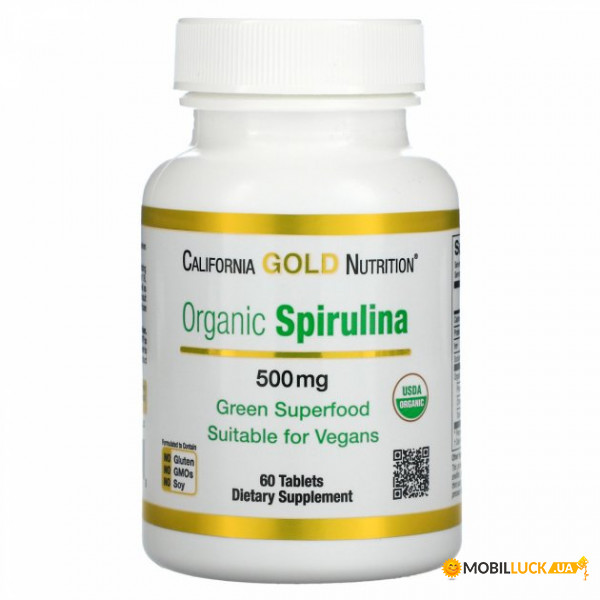   California Gold Nutrition (Organic Spirulina USDA Organic) 500  60 