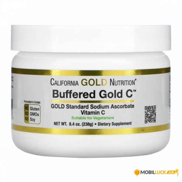   C    California Gold Nutrition (Buffered Gold C Non-Acidic Vitamin C Powder Sodium Ascorbate) 238 