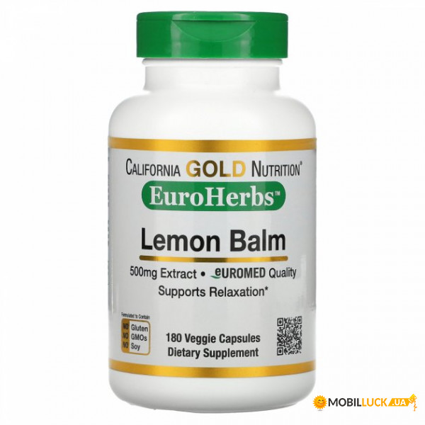     California Gold Nutrition (Lemon Balm Extract EuroHerbs European Quality) 500  180  