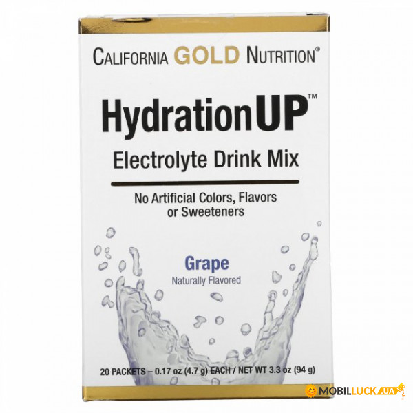       California Gold Nutrition (HydrationUP Electrolyte Drink Mix Grape) 20   47 