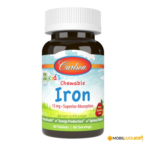  Carlson Labs Kids Chewable Iron 60  