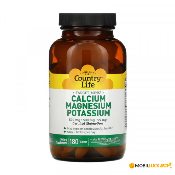  Country Life Calcium Magnesium Potasium 180 tab