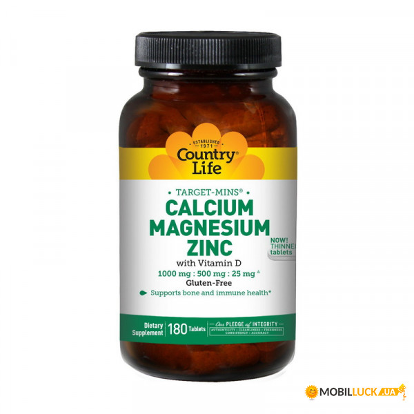  Country Life Calcium Magnesium Zinc 180 tab