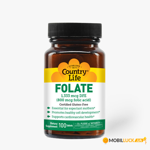  Country Life Folic Acid 800 mcg 100  