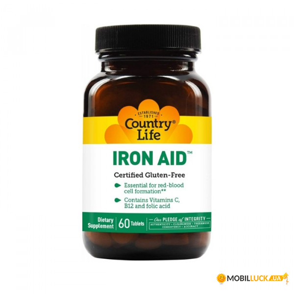  Country Life Iron Aid 15 mg 60  