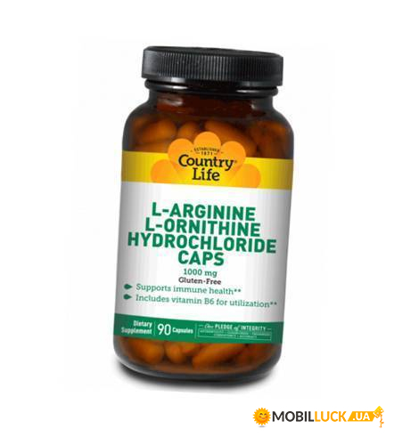  Country Life L-Arginine/L-Ornithine Hydrochloride 90 caps