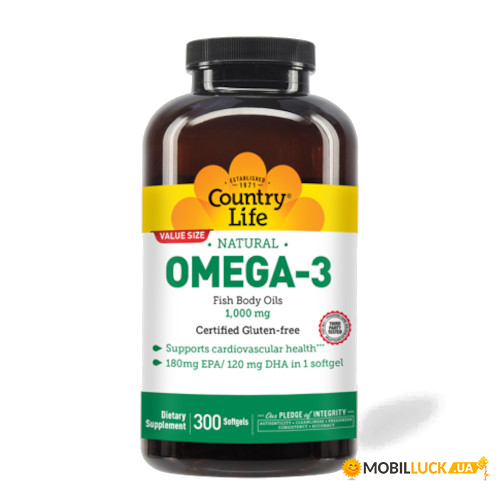   Country Life Natural Omega-3 1000 mg 300 