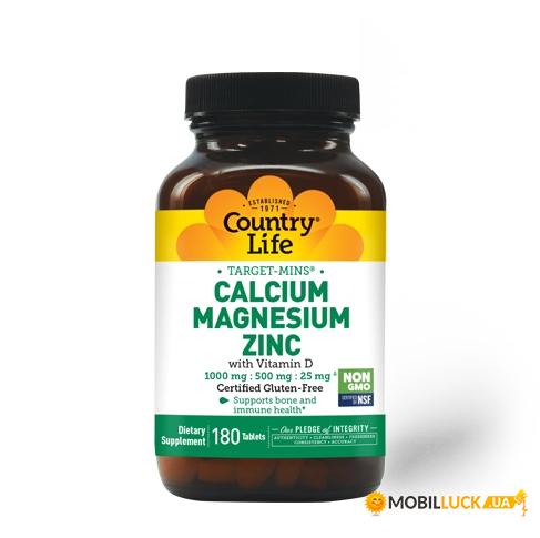    Country Life Target-Mins Calcium Magnesium Zinc 180  