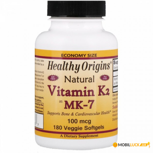 ³ K2   MK7, , Natural Vitamin K2, MK7, Healthy Origins, 100 , 180    