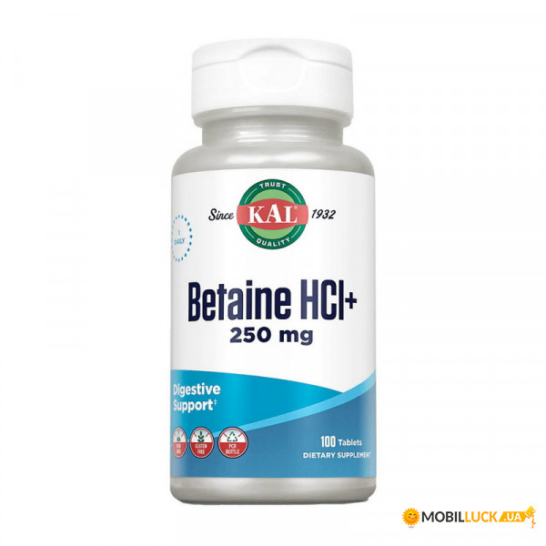  KAL Betaine HCL+ 250 mg 100 tab