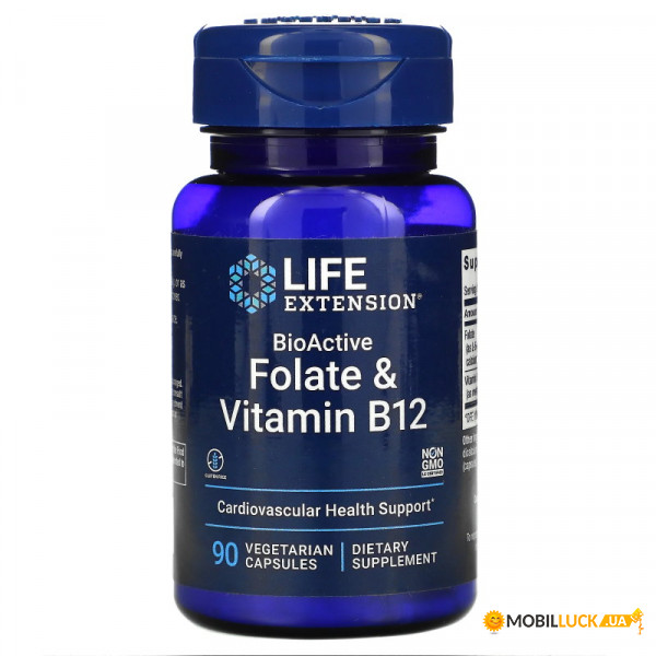    Life Extension BioActive Folate  Vitamin B12 90  