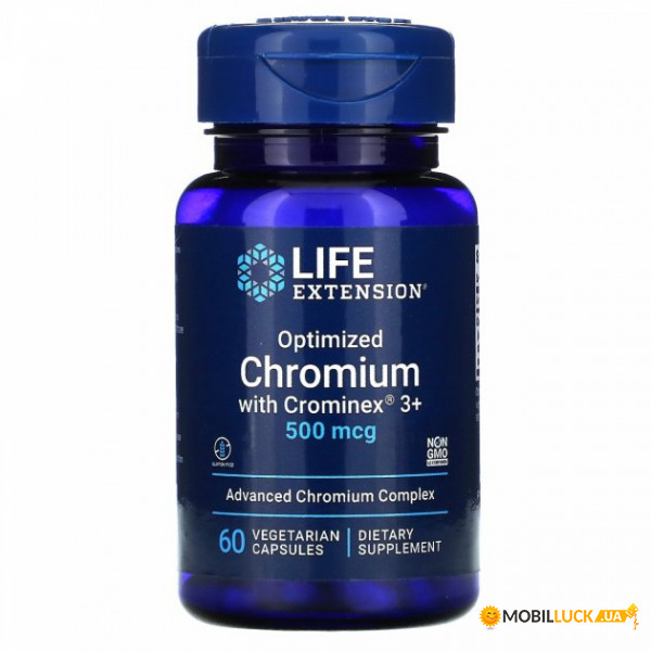  , Optimized Chromium with Crominex 3, Life Extension, 500 , 60  