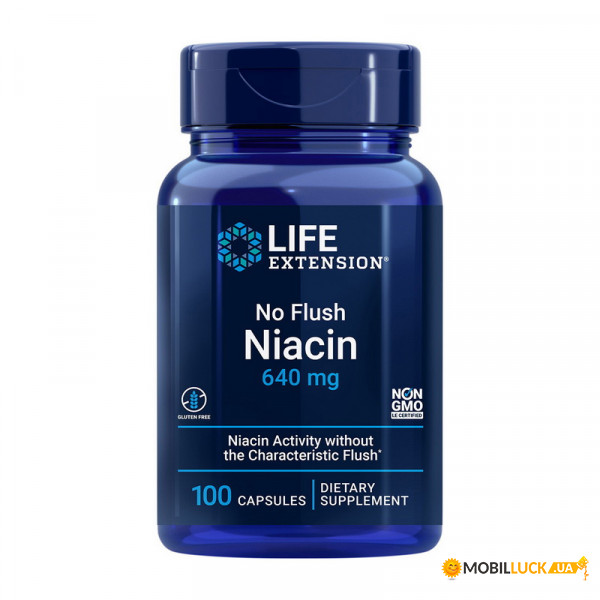  Life Extension No-Flush Niacin 640 mg 100 caps