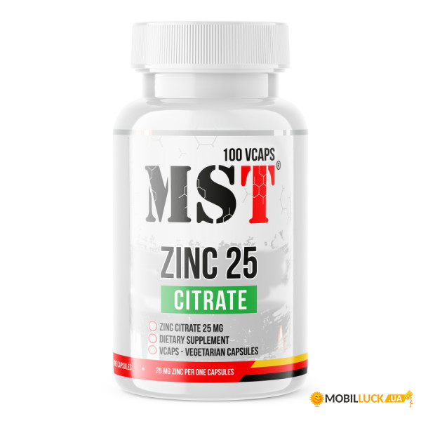    MST Nutrition Zinc Citrate 25mg 100  