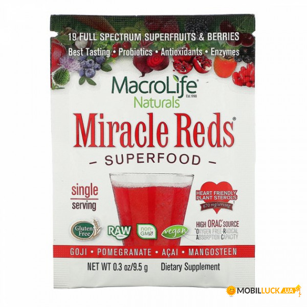 , , , , , Miracle Reds, Superfood, Goji-Pomegranate-Acai-Mangosteen, Macrolife Naturals, 9.4 