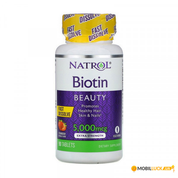  Natrol Biotin Beauty 5000 mcg 90 tab strawberry