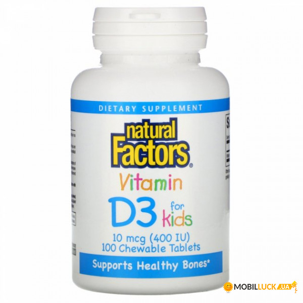 ³ 3      Natural Factors Vitamin D3 Strawberry Flavor 400  100  