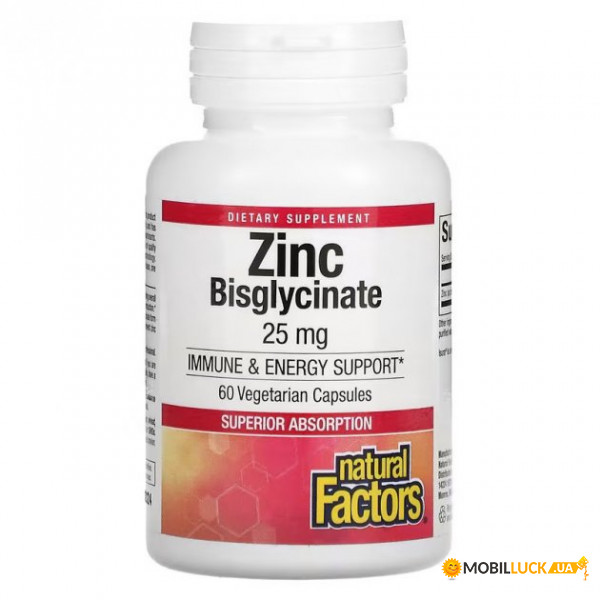   Natural Factors (Zinc Bisglycinate) 25  60  