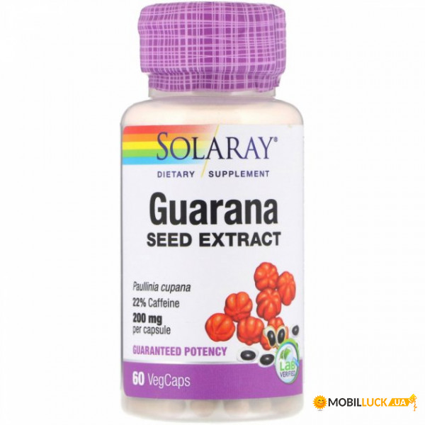   , Guarana Seed Extract, Solaray, 200 , 60  