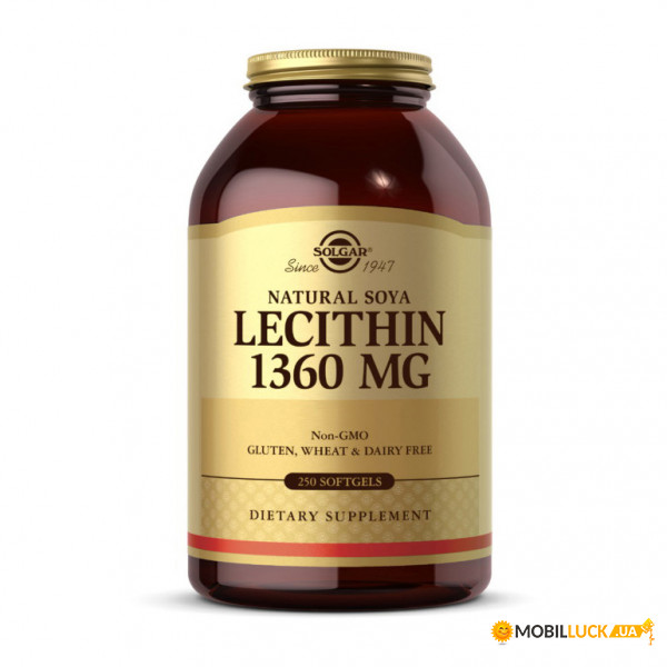  Solgar Lecithin 1360 mg natural soya 250 softgels