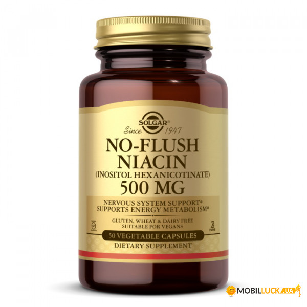  Solgar No-Flush Niacin 500 mg 50 veg caps