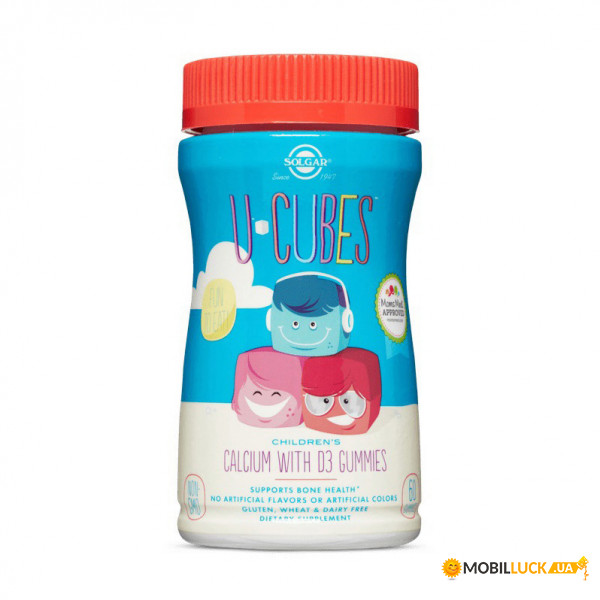  Solgar U-Cubes Childrens Calcium with D3 60 gummies