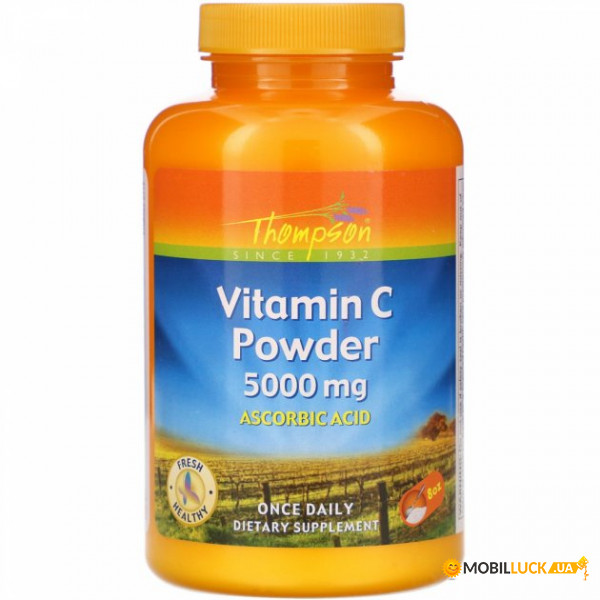   , Vitamin C Powder, Thompson, 5000 , 8 