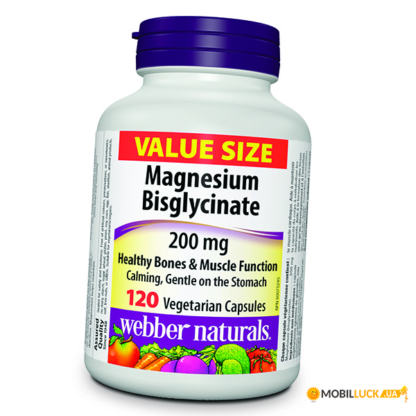   Webber Naturals Magnesium Bisglycinate 200 120 (36485032)