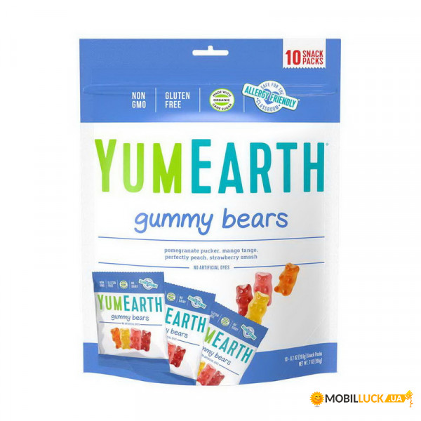  YumEarth Gummy Bears 10 snack packs